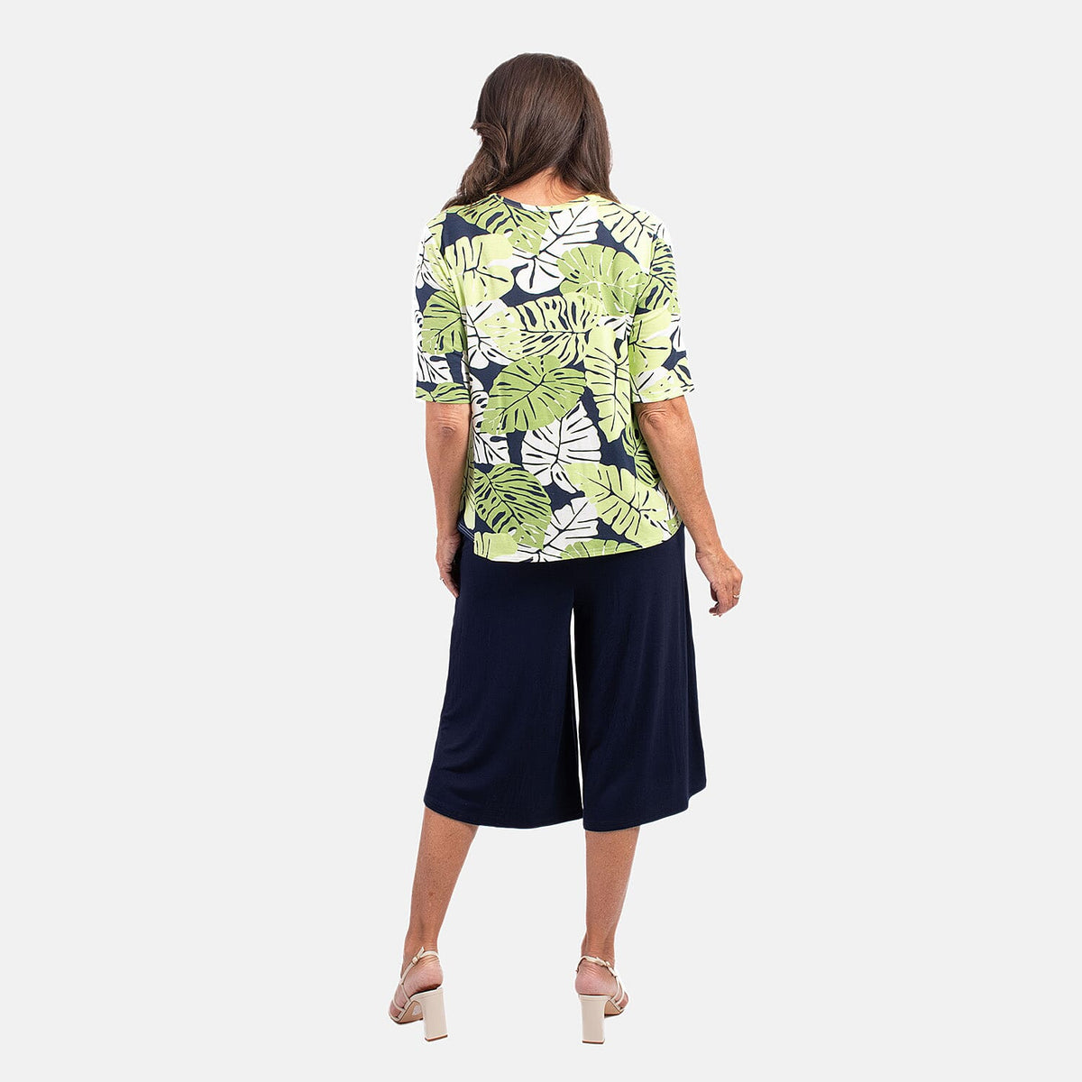 Nicole Leaf Printed Culotte Set - Green &amp; Black (Size 8 to 10) V32610003 2
