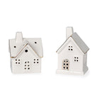 Set of 2 - Porcelain Houses Night Light - White