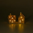 Set of 2 - Porcelain Houses Night Light - White