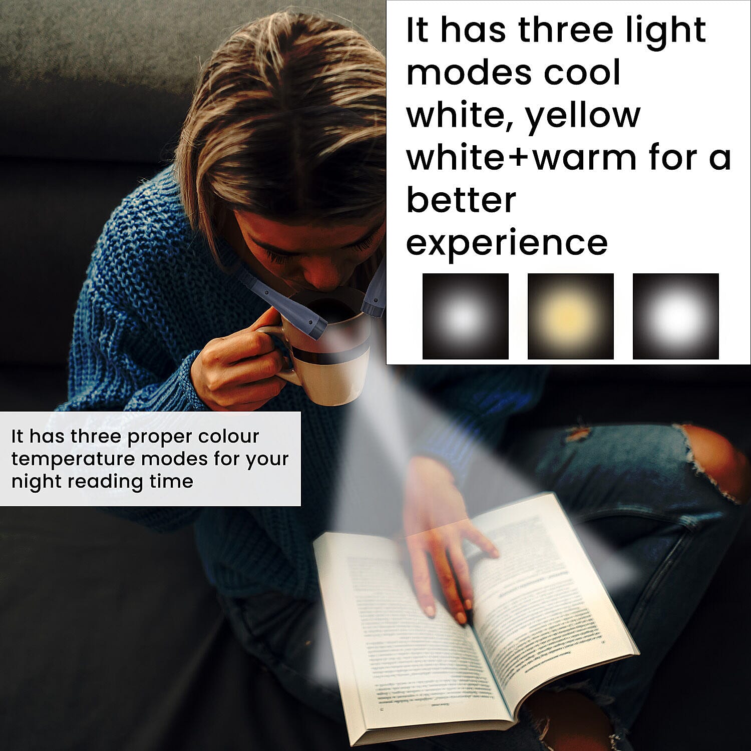 Rechargeable Led Neck Reading Light - Black 7043198 3
