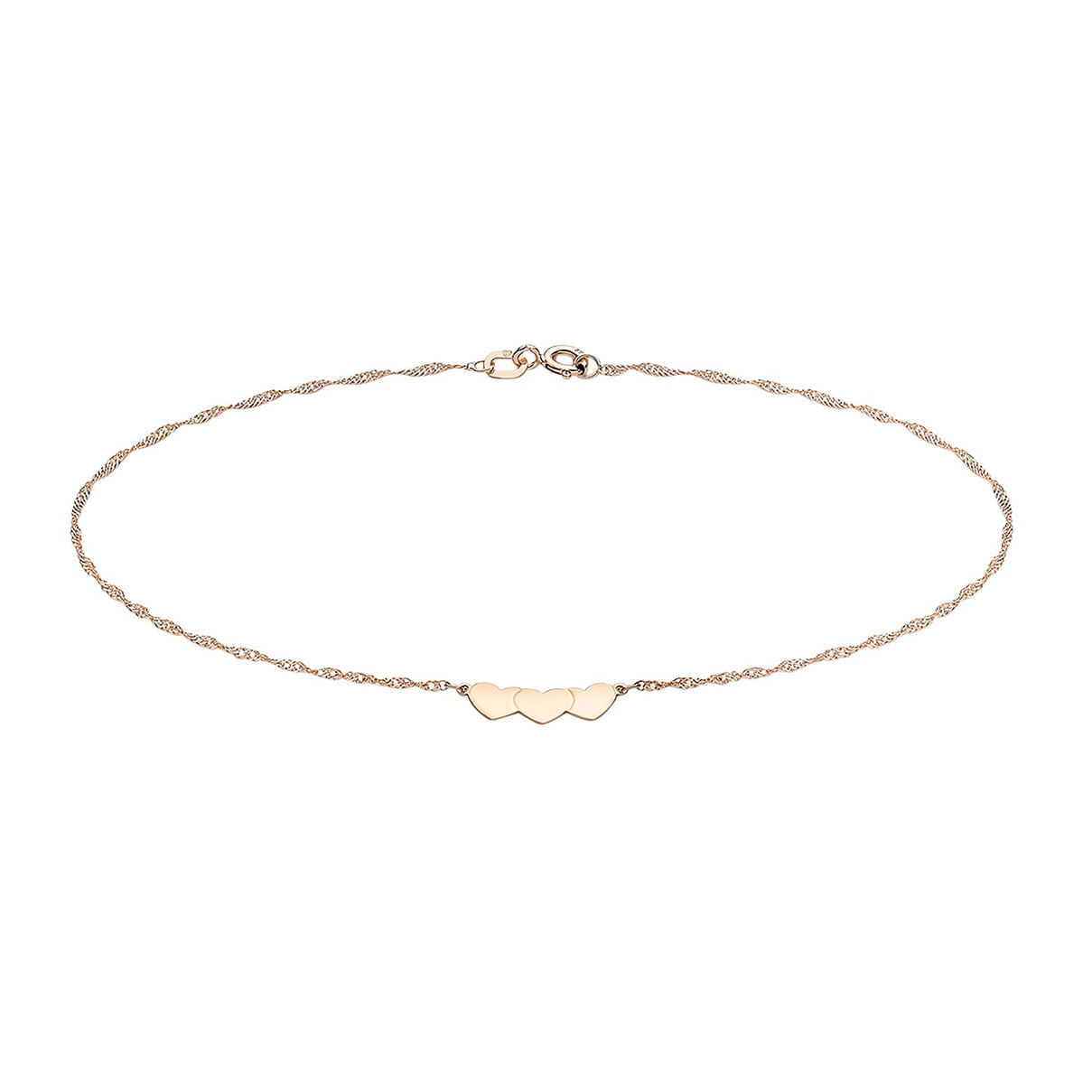 9K Rose Gold Heart Twist Curb Chain Anklet 9 Inch 7569605 0