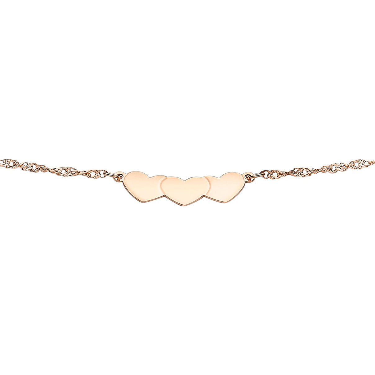 9K Rose Gold Heart Twist Curb Chain Anklet 9 Inch 7569605 3