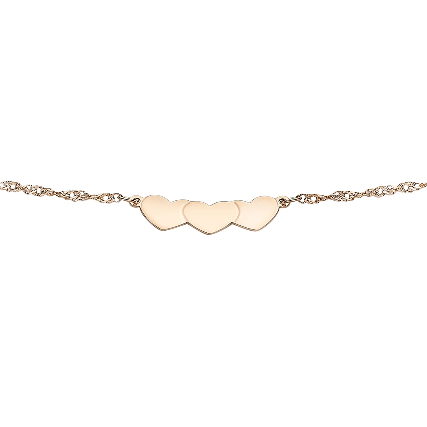 9K Rose Gold Heart Twist Curb Chain Anklet 9 Inch 7569605 3