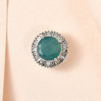 9K White Gold Grandidierite and Diamond Circle Pendant 1.11 Ct