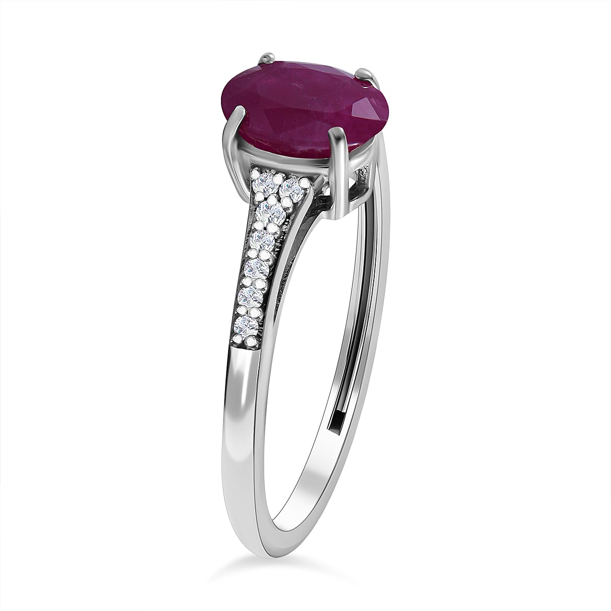 1.2 Ct. Ruby and Moissanite Solitaire Ring in 9K White Gold 7582571 3
