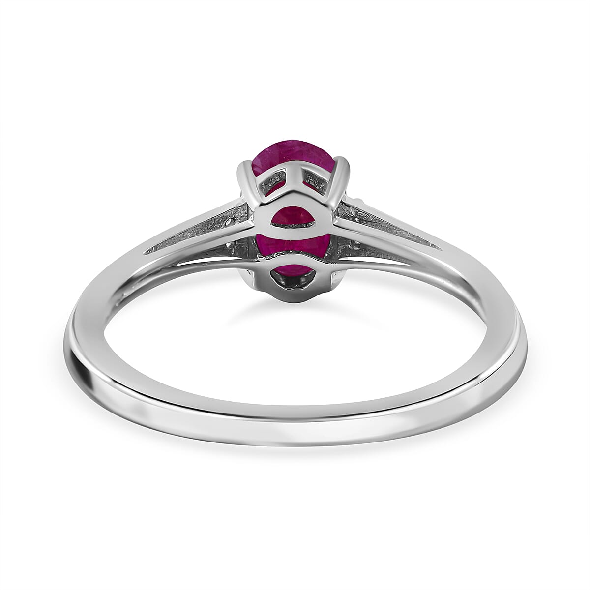 1.2 Ct. Ruby and Moissanite Solitaire Ring in 9K White Gold 7582571 4