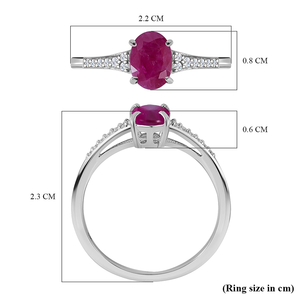 1.2 Ct. Ruby and Moissanite Solitaire Ring in 9K White Gold 7582571 5