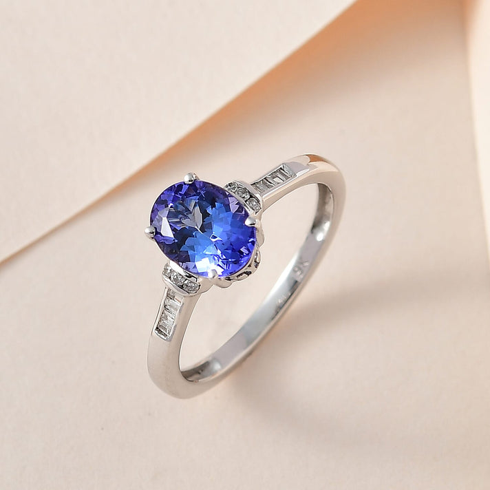 9K White Gold Premium Quality Tanzanite &amp; Diamond Ring 1.53 Ct 7598716 2