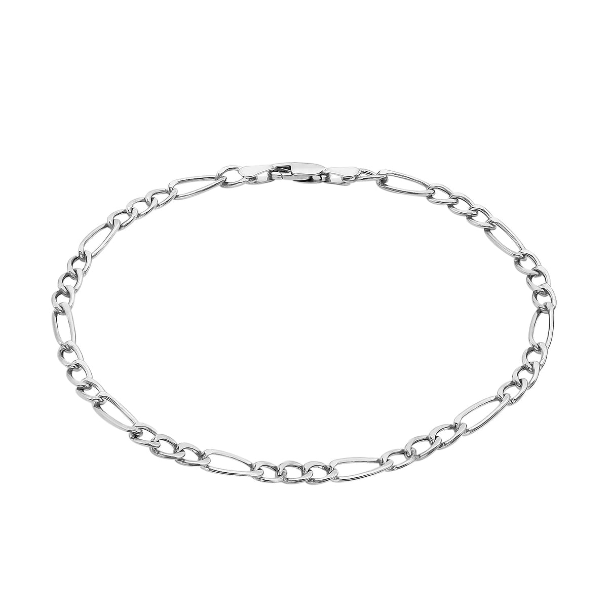 9K White Gold Diamond Cut Figaro Anklet 9.5 Inch 7569609 0