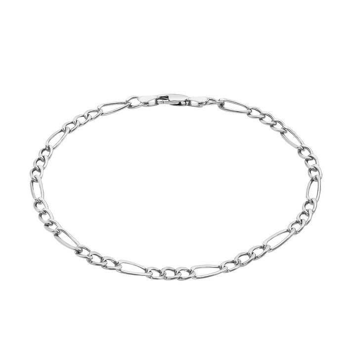 9K White Gold Diamond Cut Figaro Anklet 9.5 Inch 7569609 1