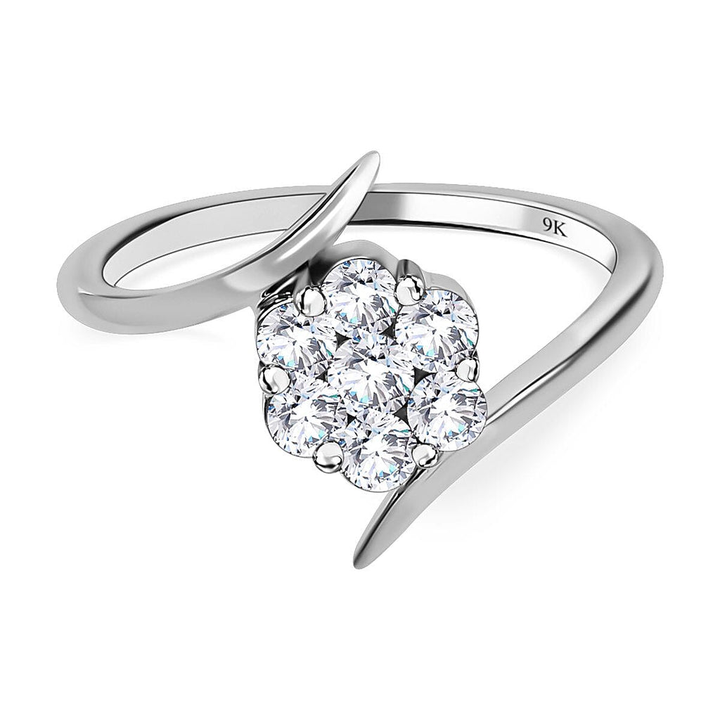 9K White Gold SGL Certified Diamond (G-H) Bypass Ring 0.50 Ct.