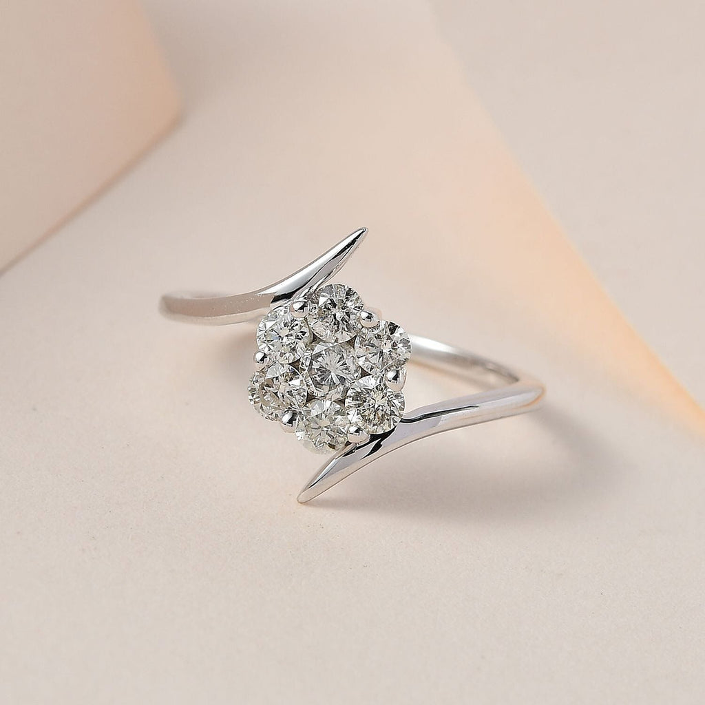 9K White Gold SGL Certified Diamond (G-H) Bypass Ring 0.50 Ct.