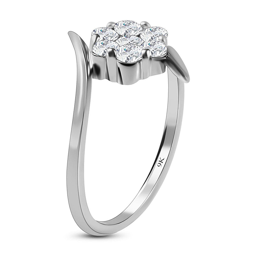 9K White Gold SGL Certified Diamond (G-H) Bypass Ring 0.50 Ct.