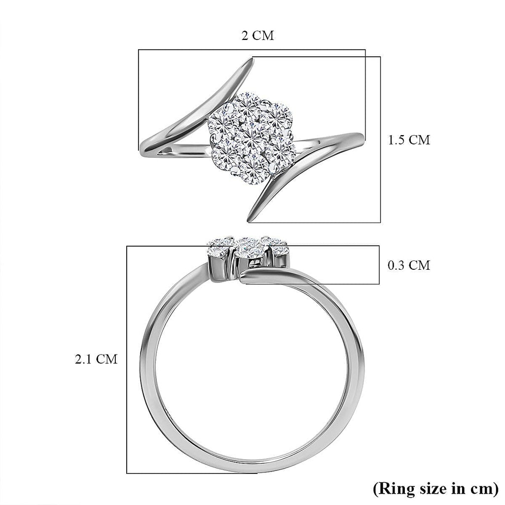 9K White Gold SGL Certified Diamond (G-H) Bypass Ring 0.50 Ct.
