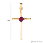 9K Yellow Gold African Ruby Solitaire Cross Pendant
