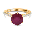 9K Yellow Gold African Ruby and Moissanite Ring 3.42 Ct.