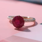 9K Yellow Gold African Ruby and Moissanite Ring 3.42 Ct.
