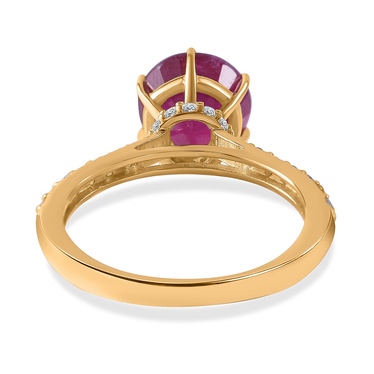 3.4 Ct. African Ruby and Moissanite Solitaire Ring in 9K Yellow Gold 7570969 4