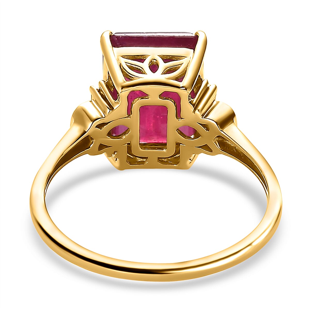4.96 Ct African Ruby and Diamond Solitaire Ring in 9K Yellow Gold 7536033 5
