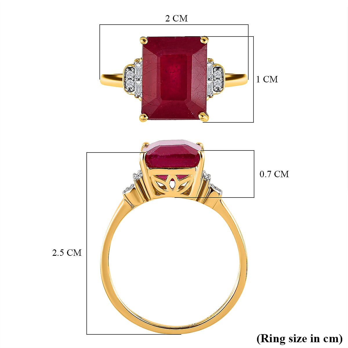 4.96 Ct African Ruby and Diamond Solitaire Ring in 9K Yellow Gold 7536033 6