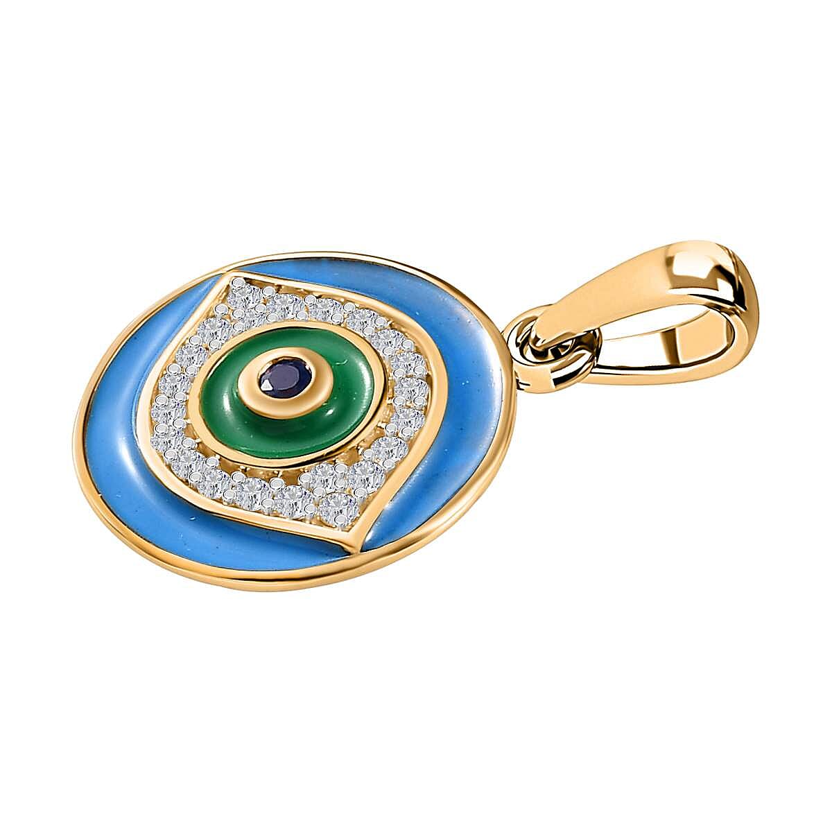 9K Yellow Gold AA Blue Sapphire and Moissanite Pendant 7618492 3