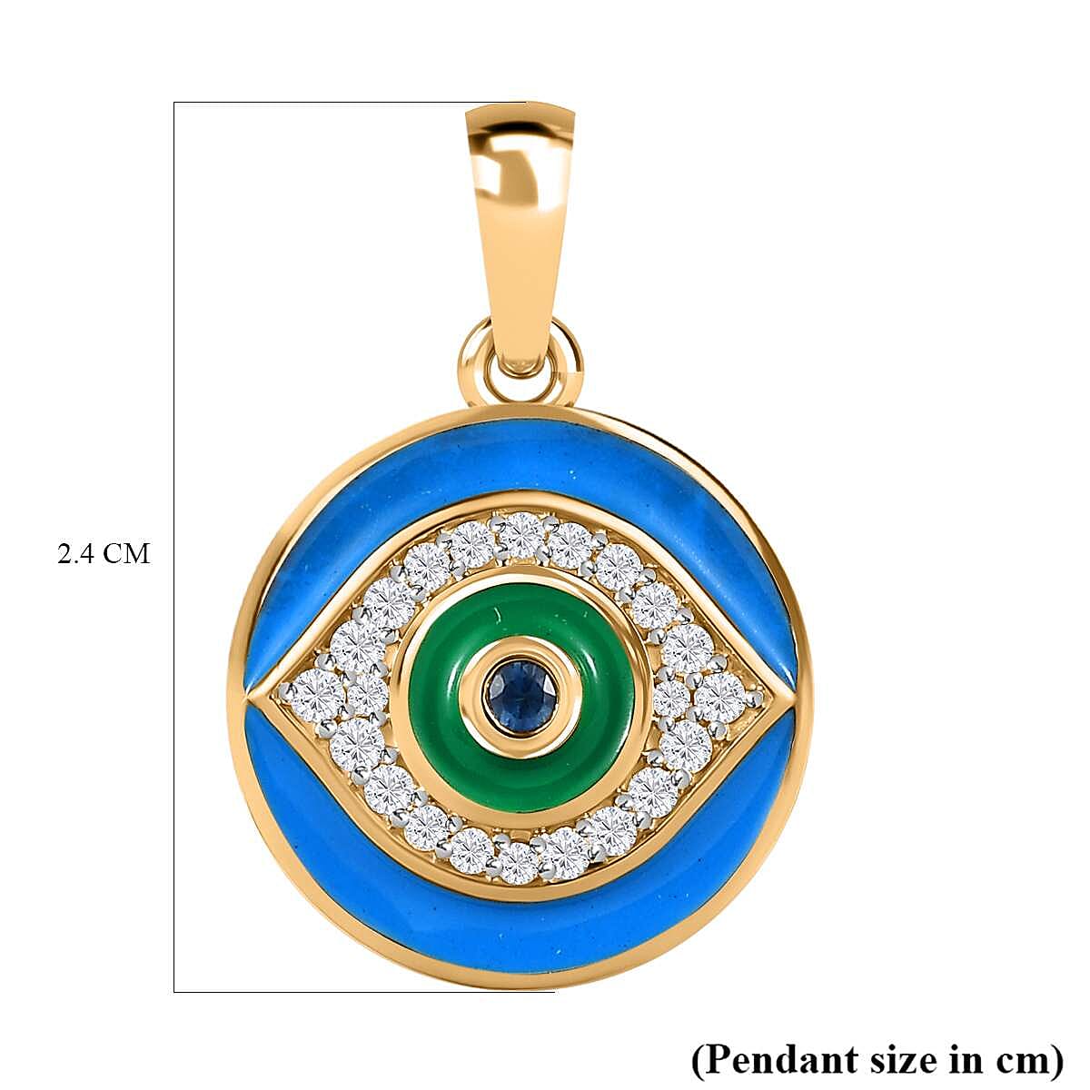 9K Yellow Gold AA Blue Sapphire and Moissanite Pendant 7618492 5