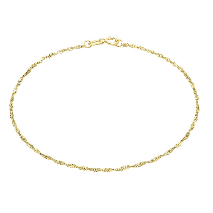 9K Yellow Gold Twist-Curb-Chain Anklet 9 Inch 7569225 1