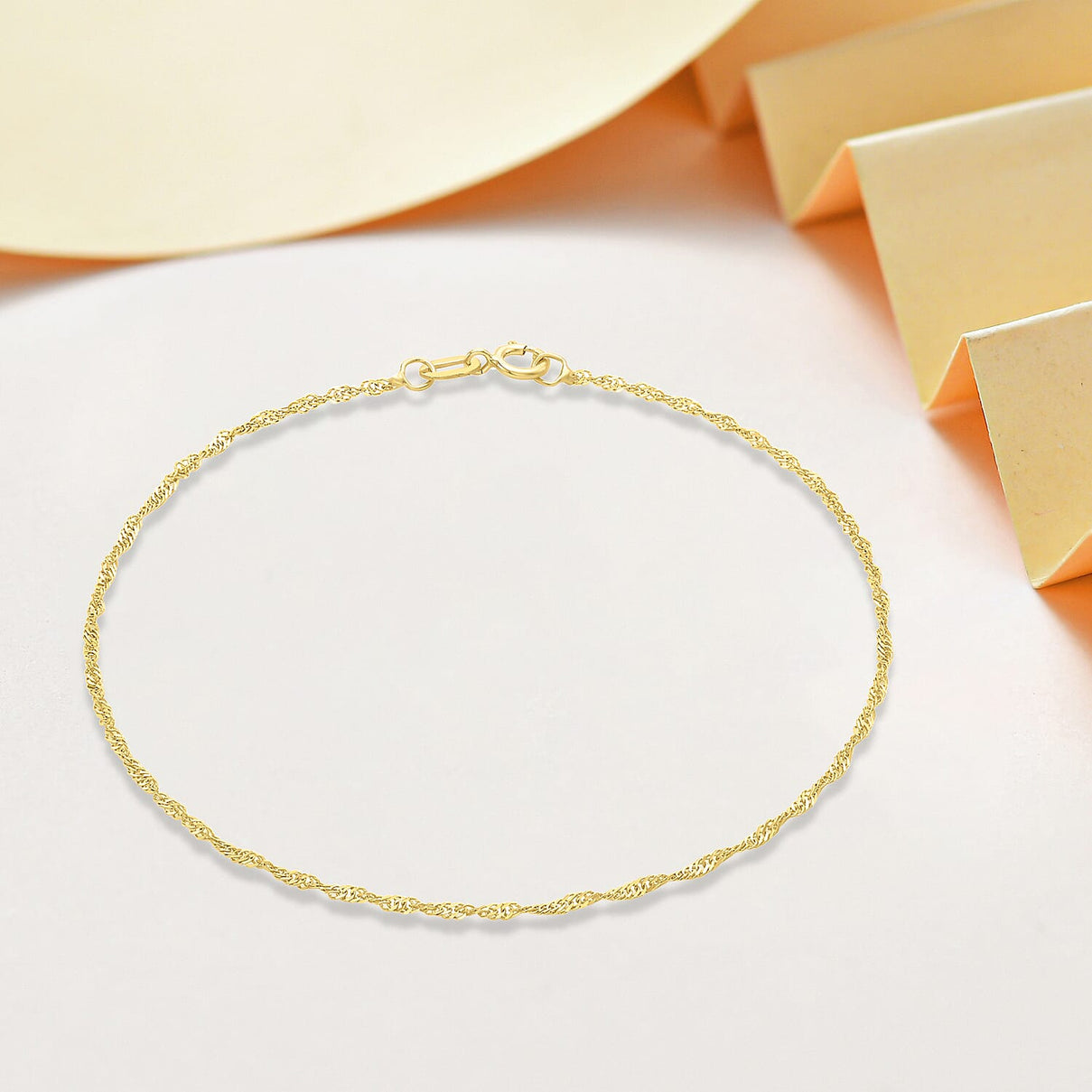 9K Yellow Gold Twist-Curb-Chain Anklet 9 Inch 7569225 2