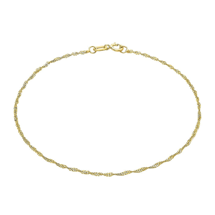 9K Yellow Gold Twist Curb Chain Anklet 9 Inch 7569217 1