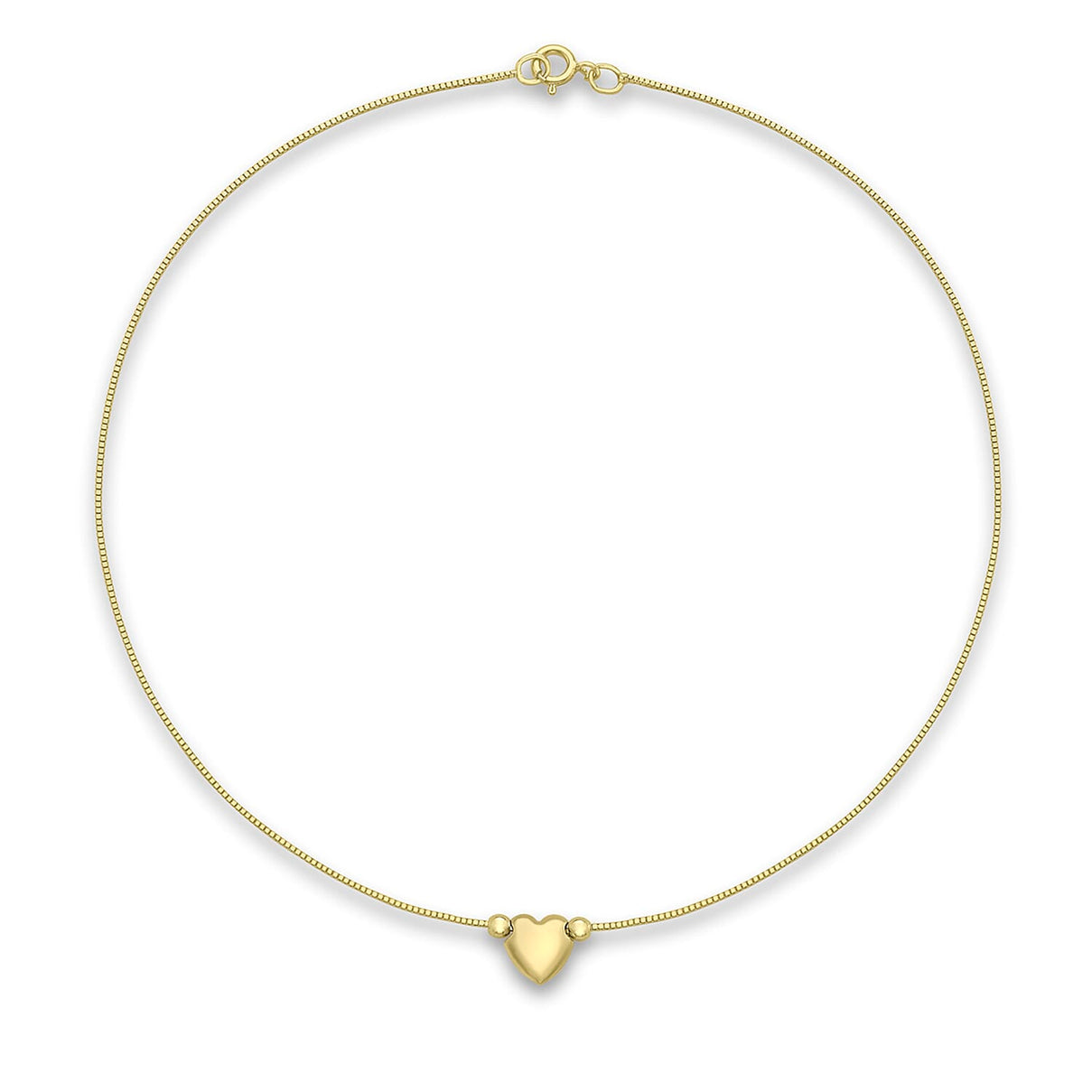 9K Yellow Gold Heart Box-Chain Anklet 9.5 Inch 7569558 0