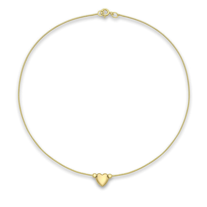 9K Yellow Gold Heart Box-Chain Anklet 9.5 Inch 7569558 1