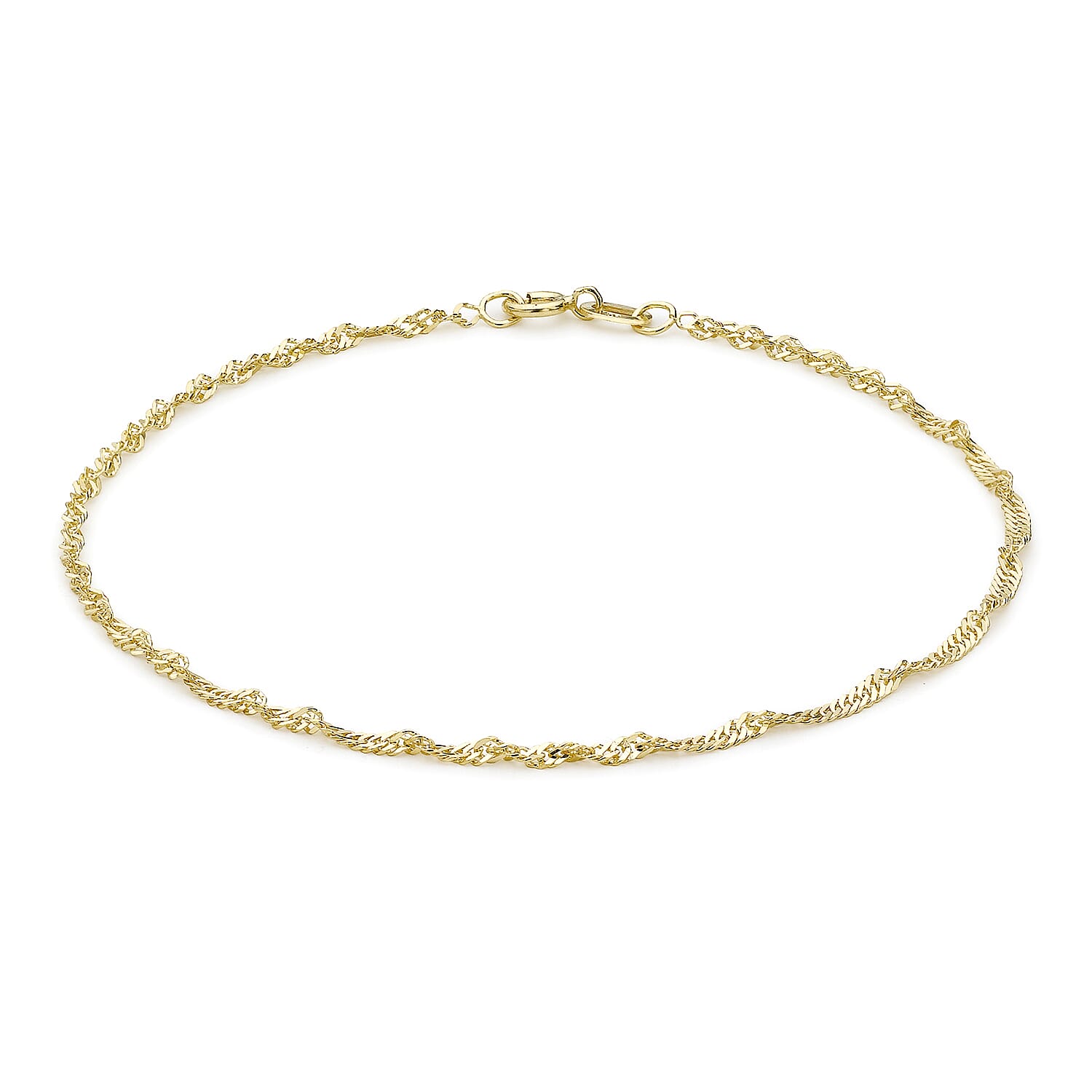 9K Yellow Gold Twist Curb Chain Anklet 9 Inch 7569218 0