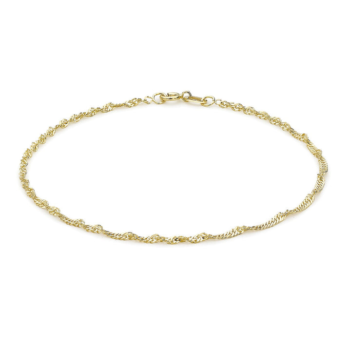 9K Yellow Gold Twist Curb Chain Anklet 9 Inch 7569218 1