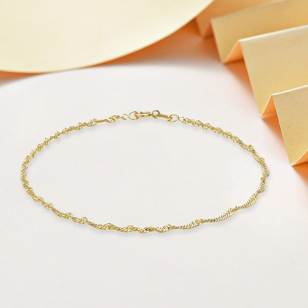 9K Yellow Gold Twist Curb Chain Anklet 9 Inch 7569218 2