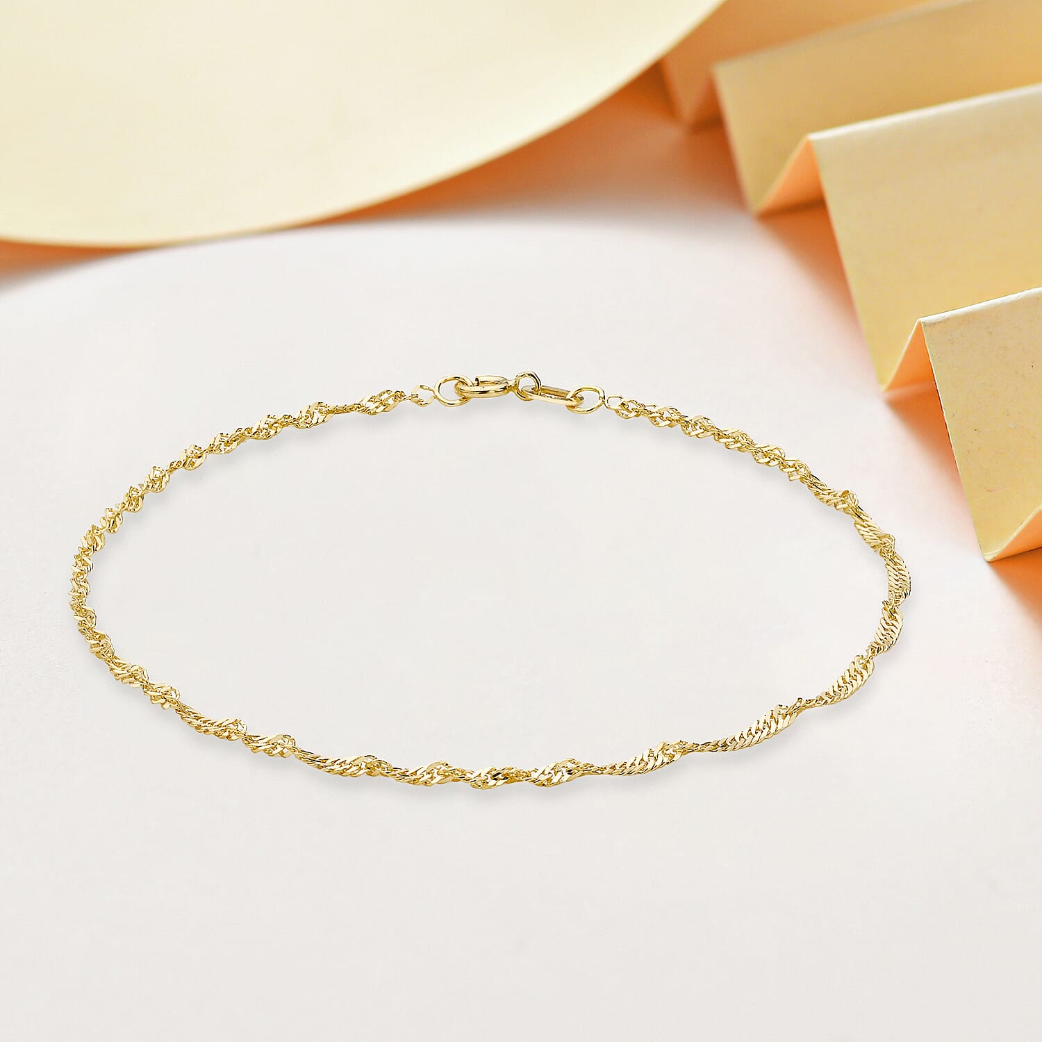 9K Yellow Gold Twist Curb Chain Anklet 9 Inch 7569218 2