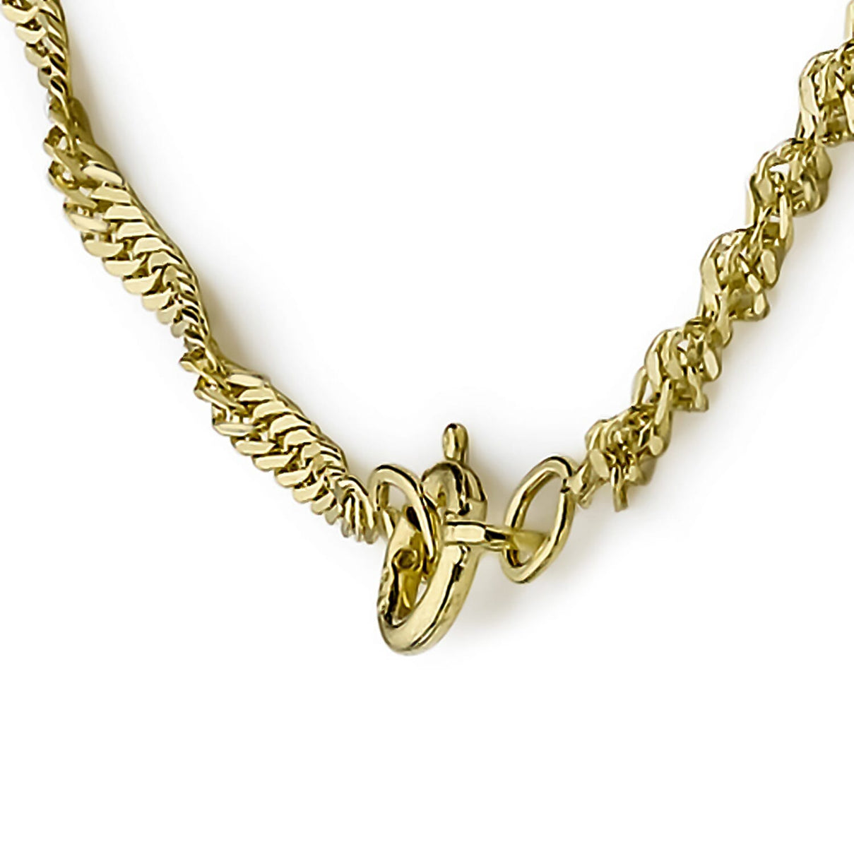 9K Yellow Gold Twist Curb and Star Drop Anklet 9 Inch 7569344 2