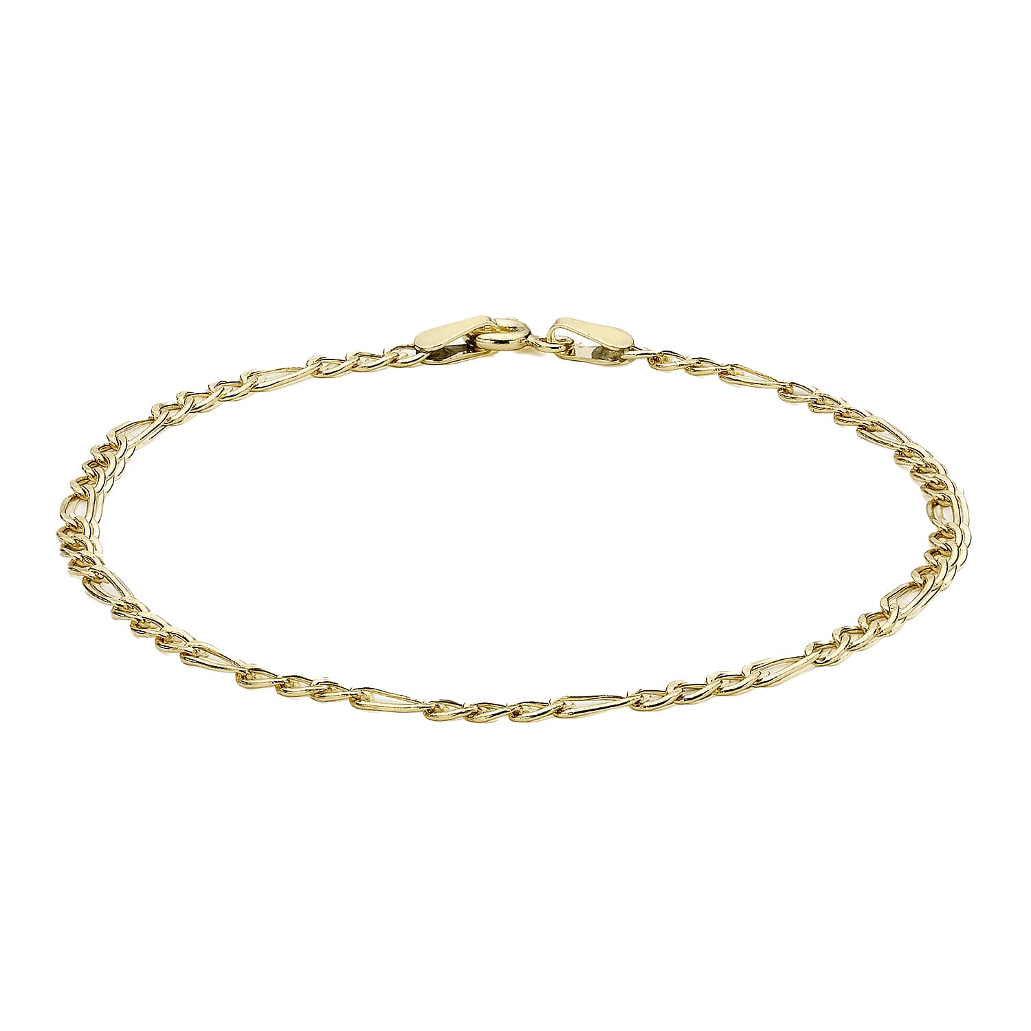 9K Yellow Gold Hollow Figaro Anklet 9 Inch 7569337 0
