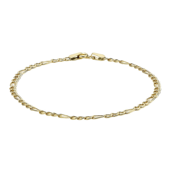 9K Yellow Gold Hollow Figaro Anklet 9 Inch 7569337 1