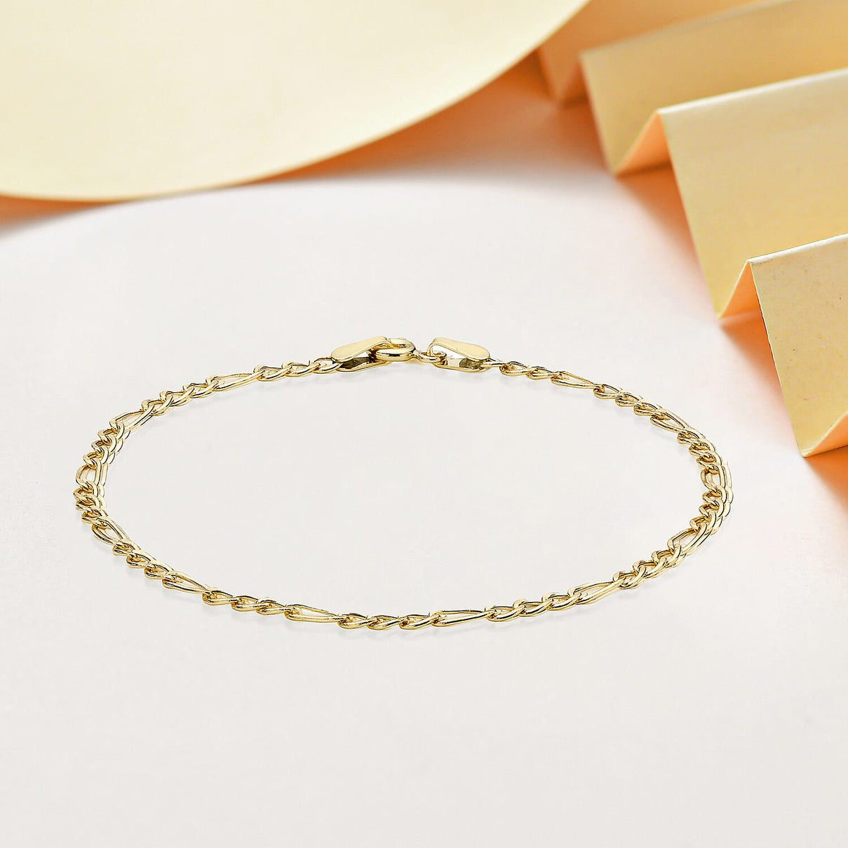 9K Yellow Gold Hollow Figaro Anklet 9 Inch 7569337 2