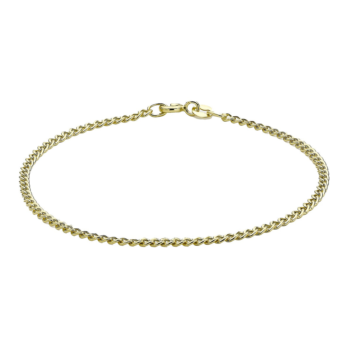 9K Yellow Gold 2mm Curb Chain Anklet 9.5 Inch 7569205 0