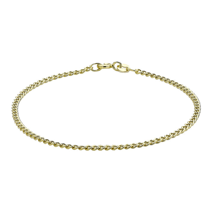 9K Yellow Gold 2mm Curb Chain Anklet 9.5 Inch 7569205 1