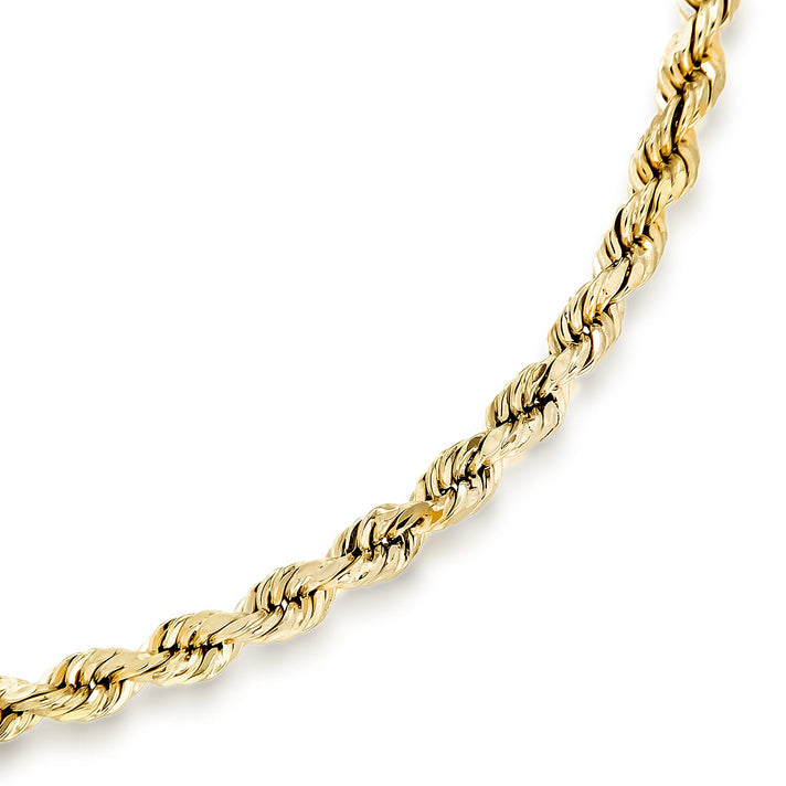 9K Yellow Gold Hollow Diamond Cut Rope Anklet 10 Inch 7569590 2