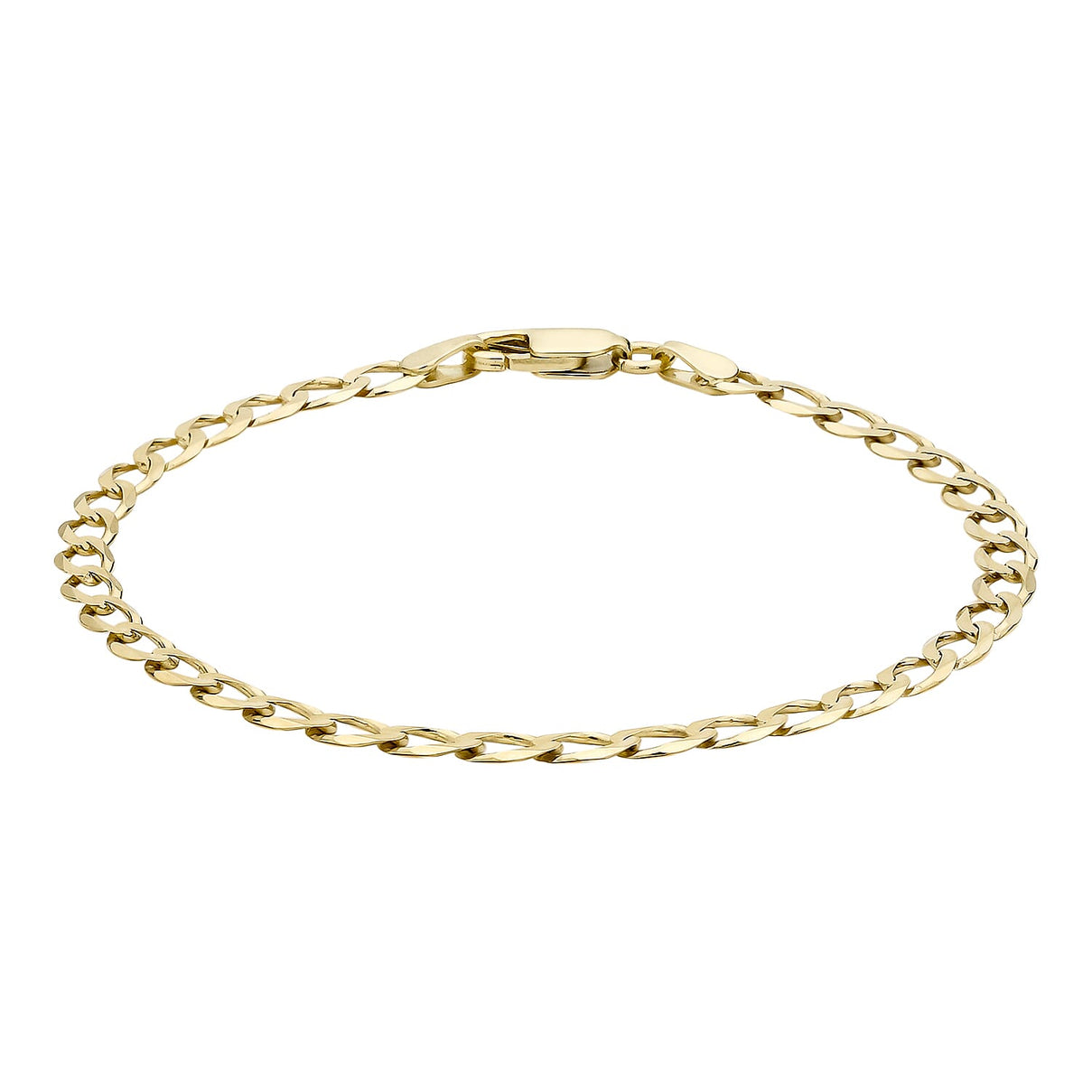 9K Yellow Gold Diamond Cut Flat Curb Bracelet 9 Inch 7569221 0