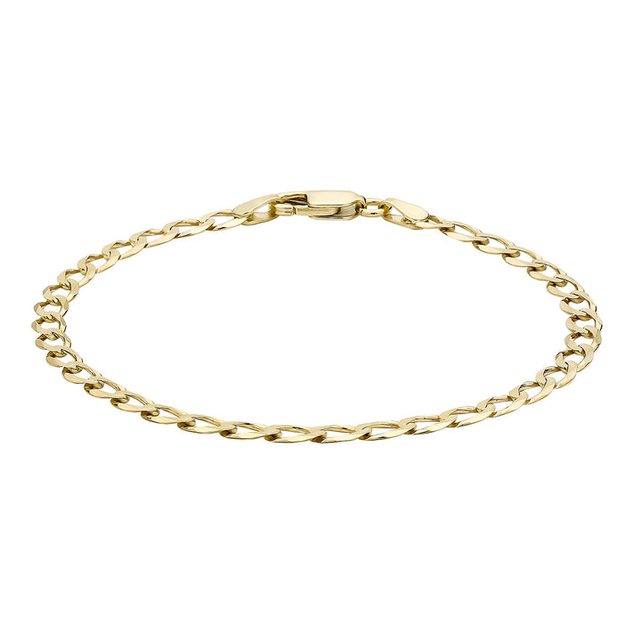 9K Yellow Gold Diamond Cut Flat Curb Bracelet 9 Inch 7569221 1