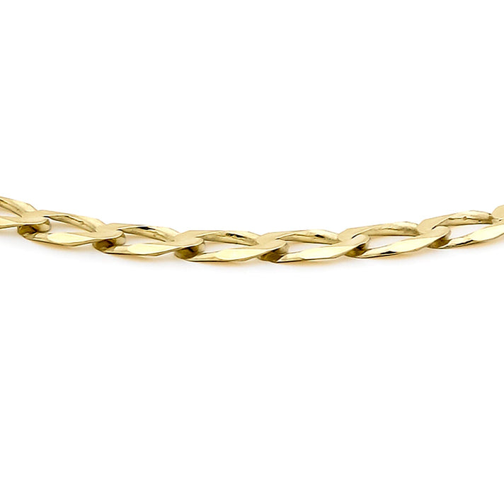 9K Yellow Gold Diamond Cut Flat Curb Bracelet 9 Inch 7569221 2