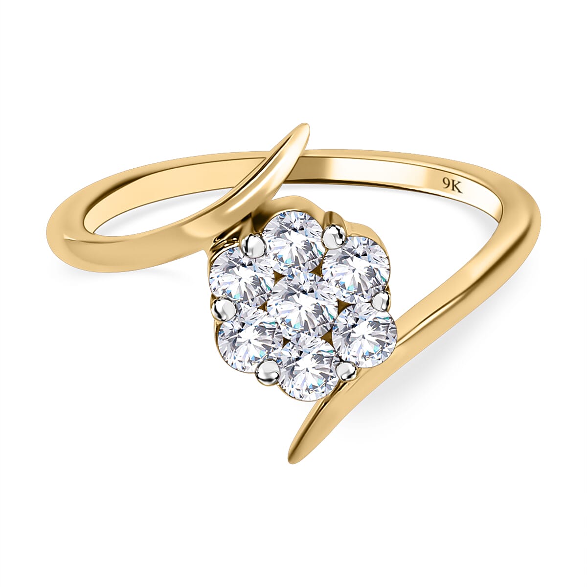 9K Yellow Gold SGL Certified White Diamond Bypass Ring 0.50 Ct. 7556956 0