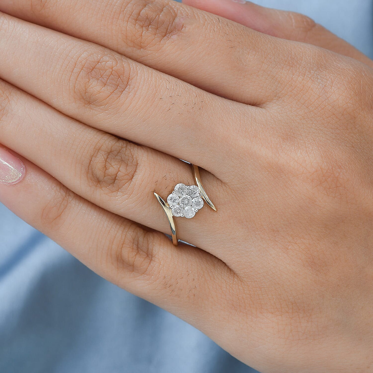 9K Yellow Gold SGL Certified White Diamond Bypass Ring 0.50 Ct. 7556956 2