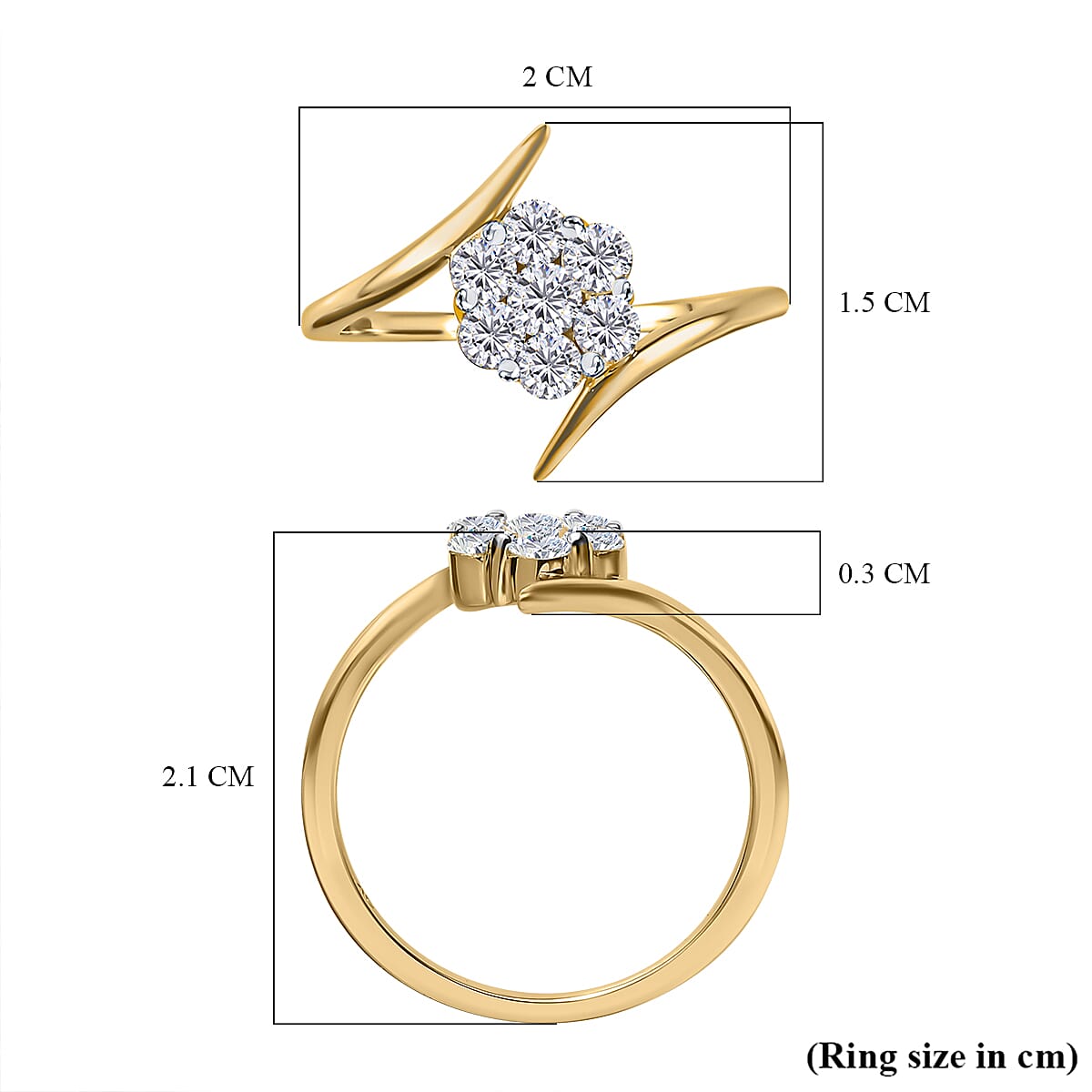 9K Yellow Gold SGL Certified White Diamond Bypass Ring 0.50 Ct. 7556956 5