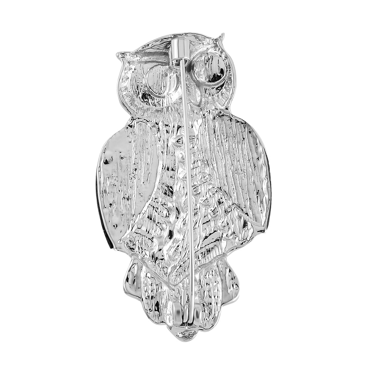 Abalone Shell Enamelled Owl Brooch in Silver Tone 7639091 2