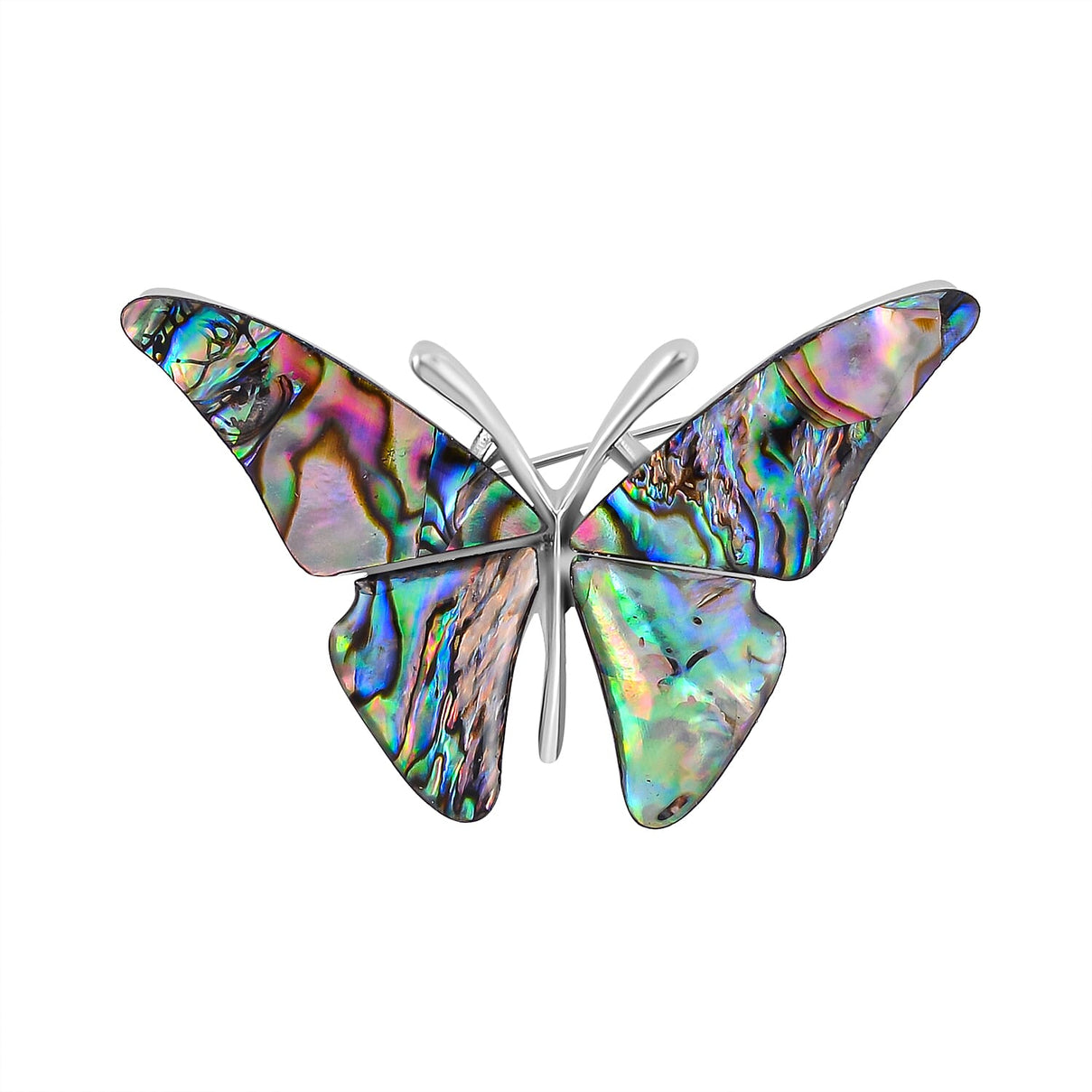 Abalone Shell Butterfly Brooch in Silver Tone 7639553 0